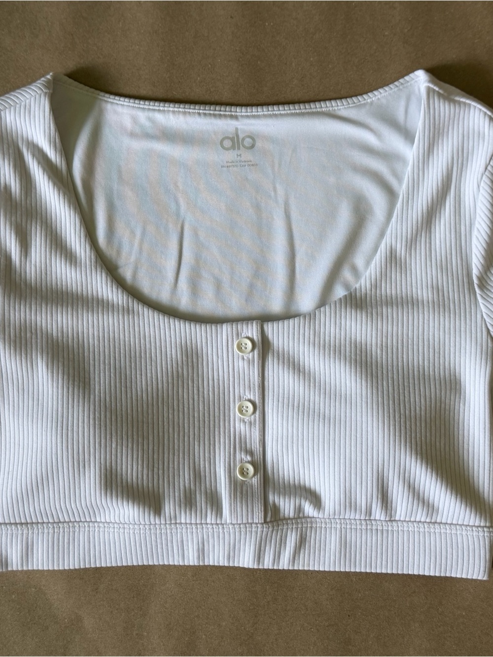 ALO Yoga white Blissful Henley Bra Top